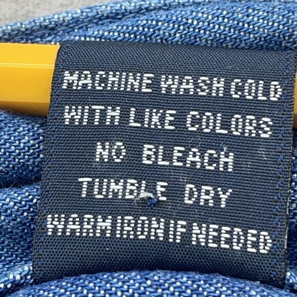 Vtg 90's Sz XL Artsy Classic Denim Chambray Embroidered Country Fall Leaves Tree - Picture 4 of 7